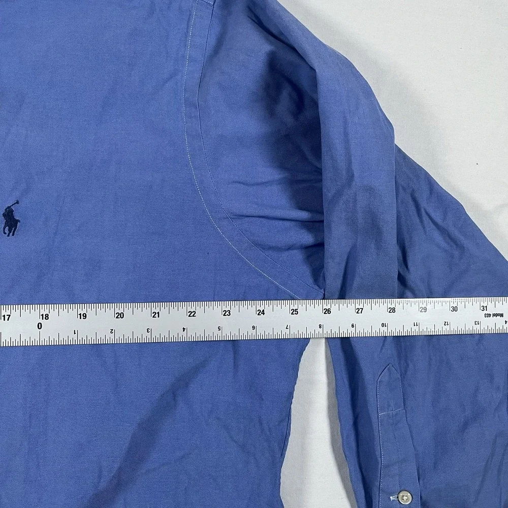 RALPH LAUREN YARMOUTH 100% COTTON  BUTTON DOWN BLUE SHIRT OXFORD COLLAR - Picture 13 of 15